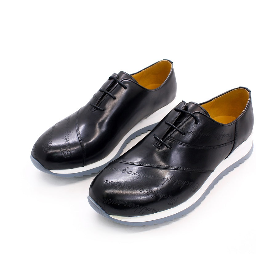 Hand Writing Pattern Leather Shoes