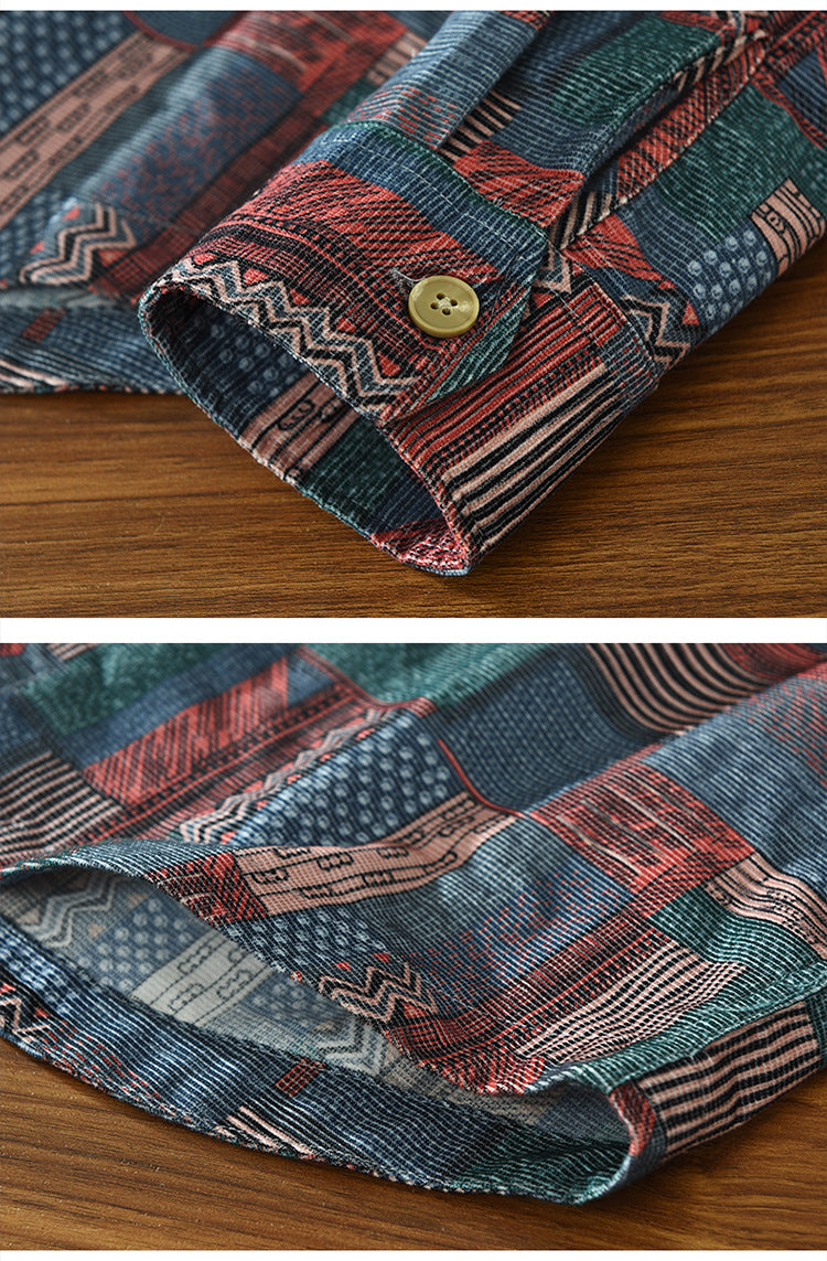 Chemise en coton à motif géométrique vintage