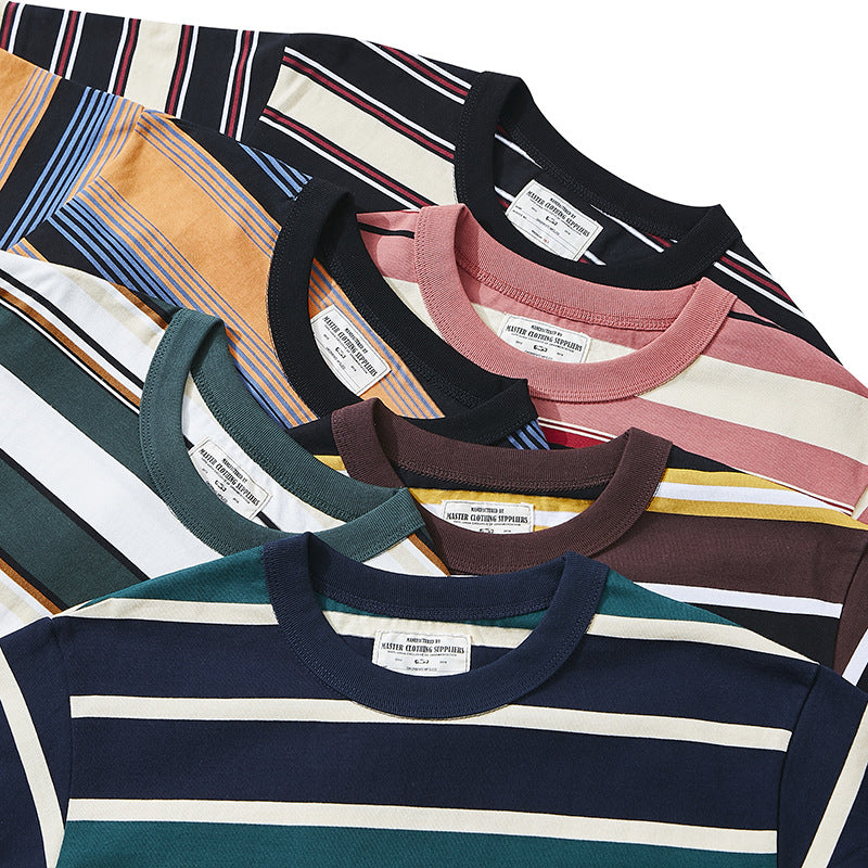 T-shirt en coton de haute qualité à rayures irrégulières