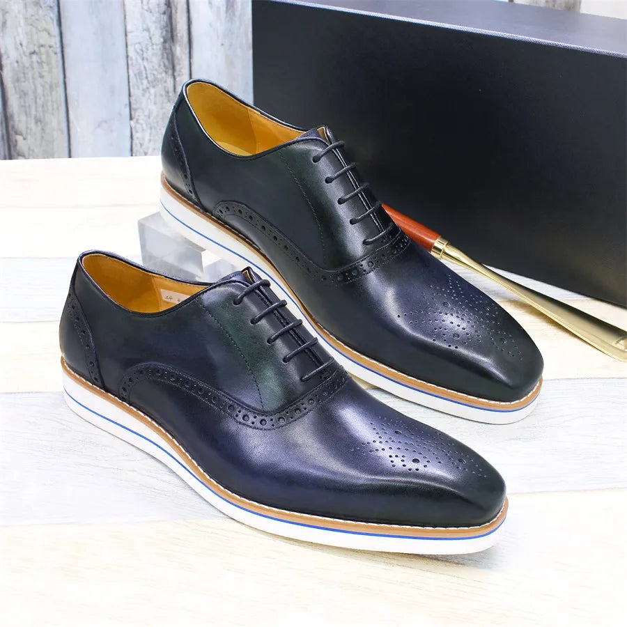 Solid Lace-Up Pointed Toe Oxford Shoes