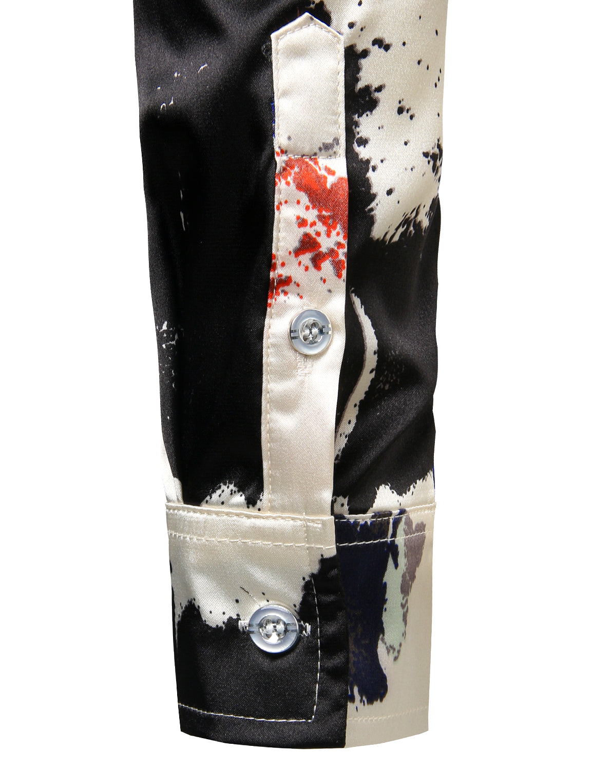 Chemise en satin pour homme à imprimés éclaboussures d'encre abstraites