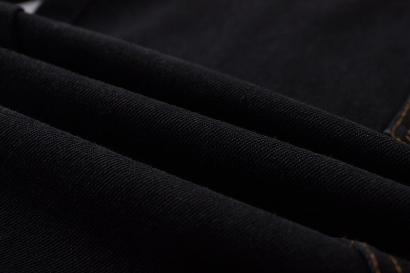 Jeans sueltos de patchwork con letras de bolsillo retro