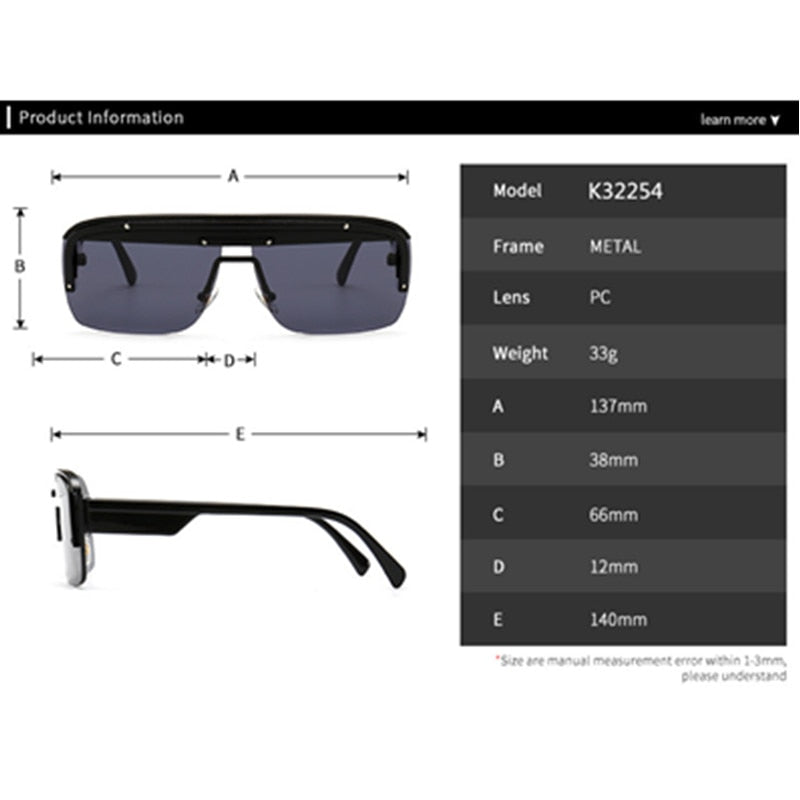 Square Pilot Vintage Luxury Men Sunglasses