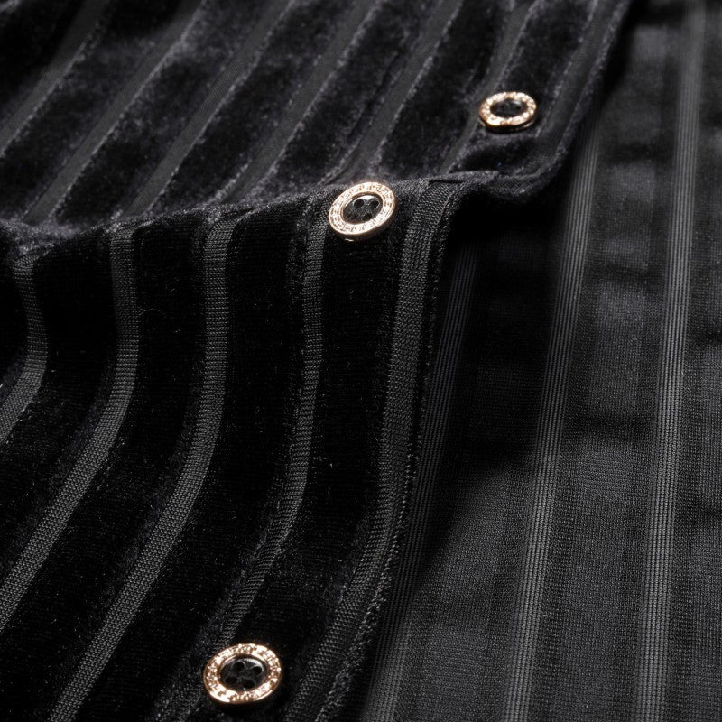 Elegant Stripe Men Business Style Velvet Slim Shirt - FanFreakz