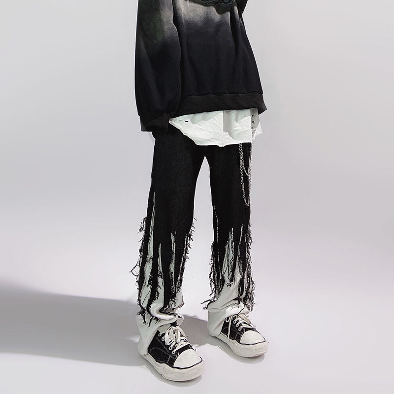 Ruffle Black Contras Patchwork Jeans