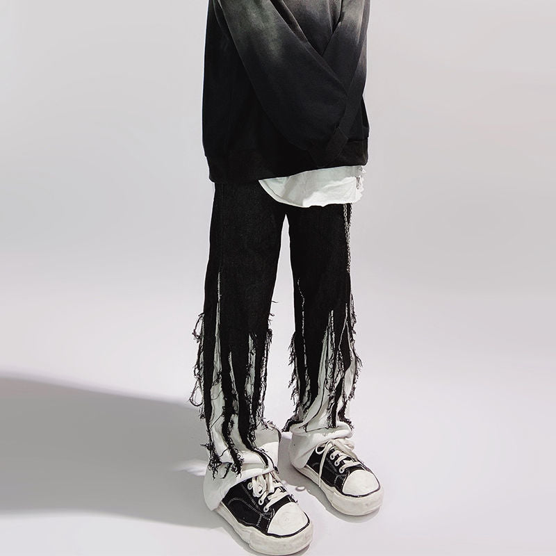 Ruffle Black Contras Patchwork Jeans