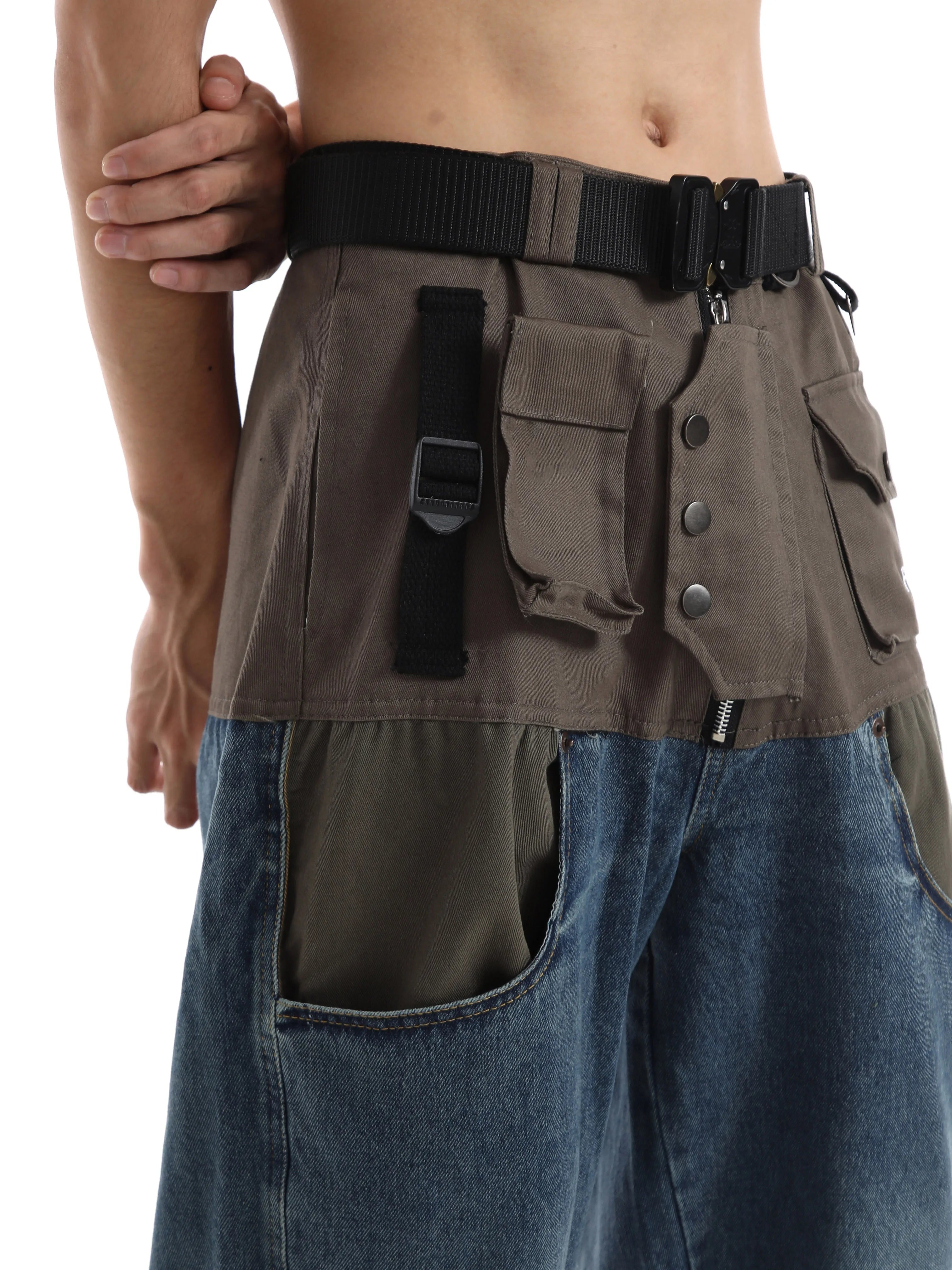 Patchwork Baggy Wide Leg Jeans