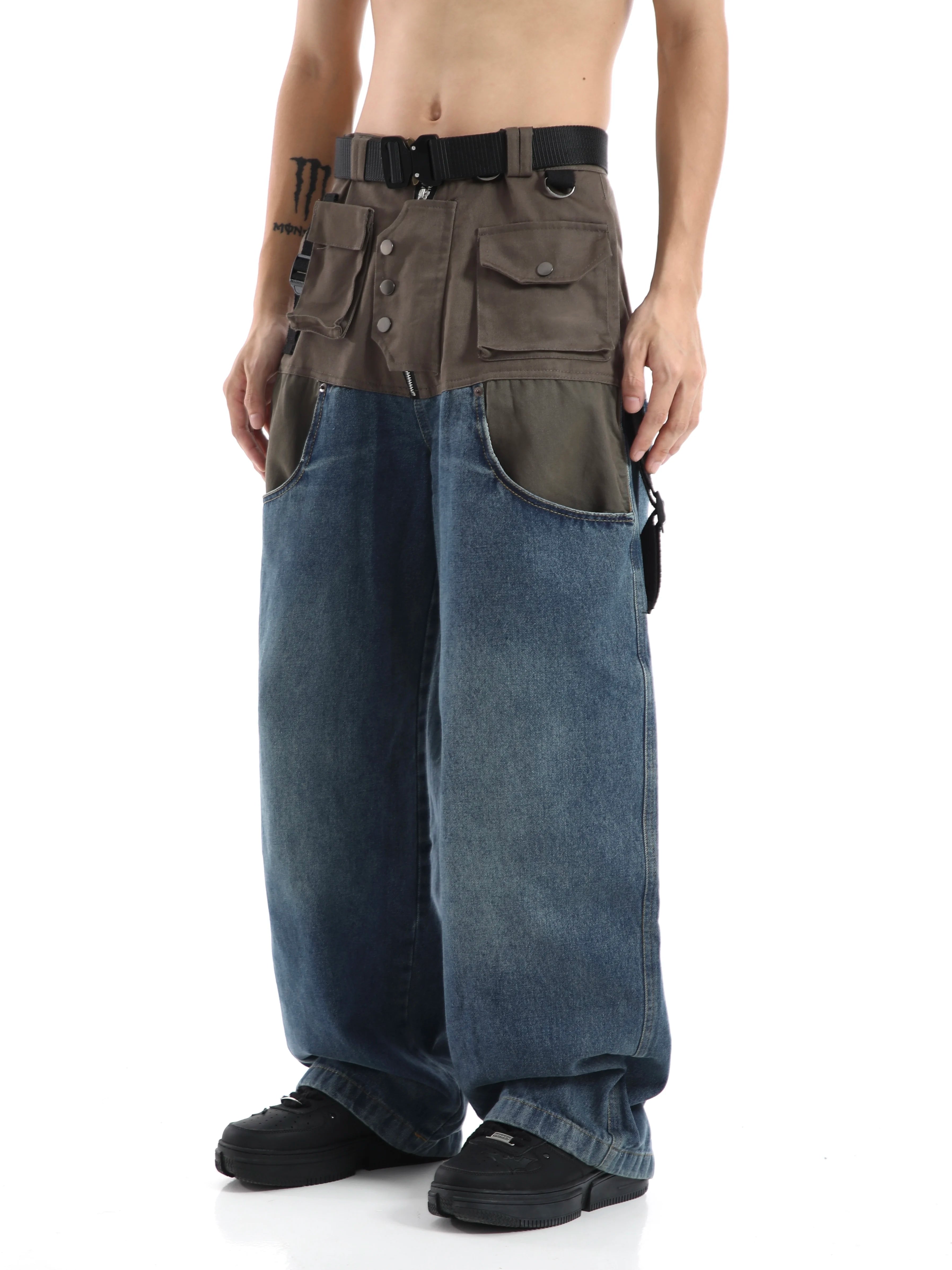 Patchwork Baggy Wide Leg Jeans