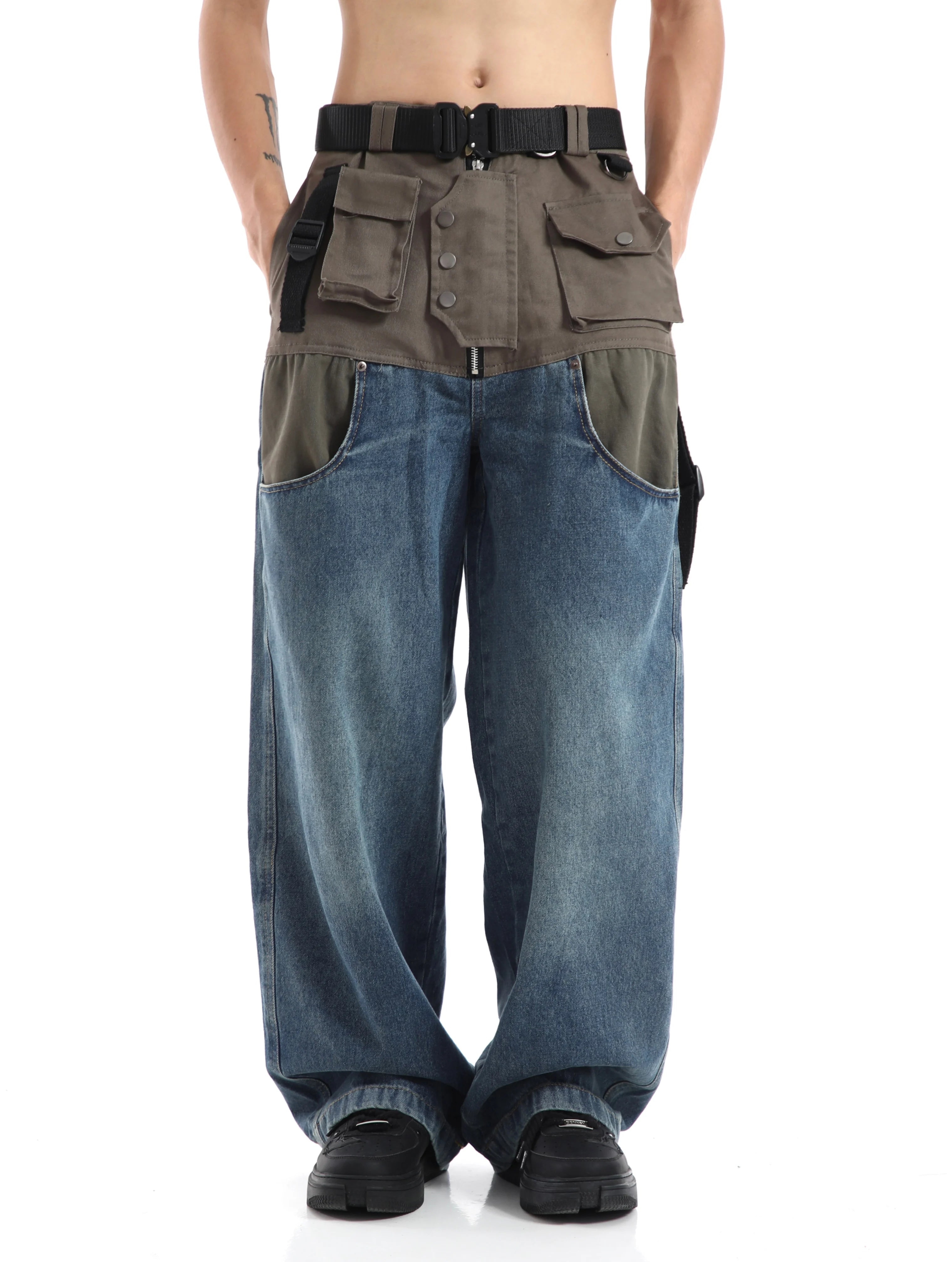 Patchwork Baggy Wide Leg Jeans