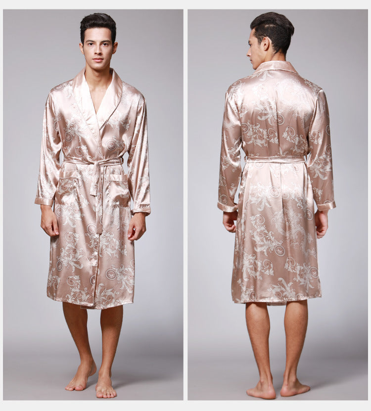 Print Pattern Men Bathrobes Kimono Robes Pajama Sets