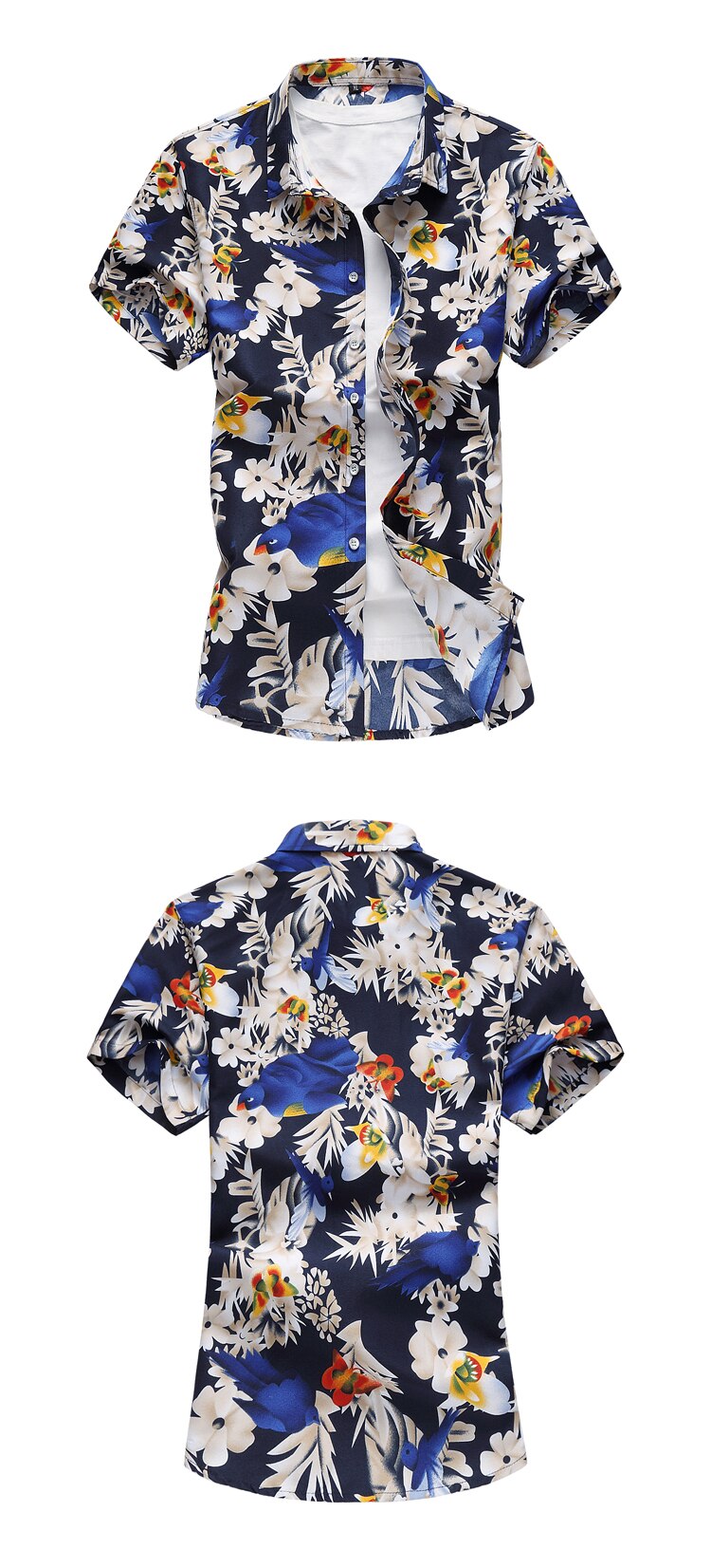 Chemises d'été à motif floral coupe ajustée à manches courtes pour hommes