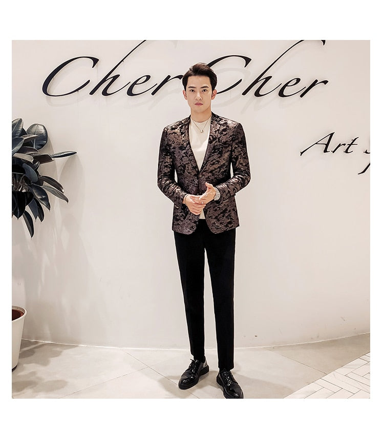 Soil Natural Abstract Pattern Men Stylish Blazer