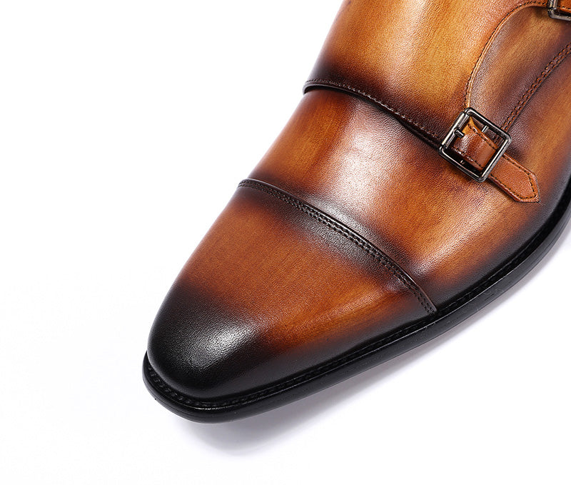 Classic Hand Painted Double Monk Strap Men Shoes - FanFreakz