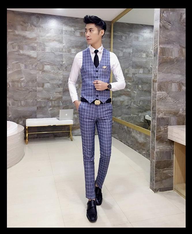 British Chalk Plaid Style Men Slim Fit Trouser - FanFreakz