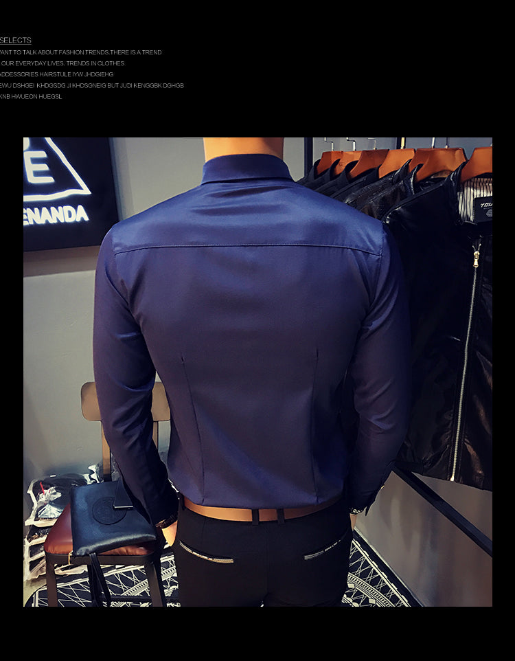 Collar Small Detail Men Tuxedo Style Slim Fit Shirt - FanFreakz