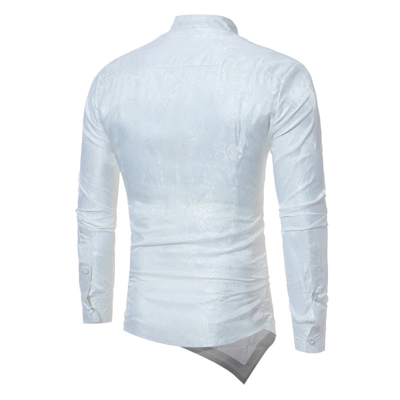 Paisley Multicolor Asymmetric Men Button Down Shirts