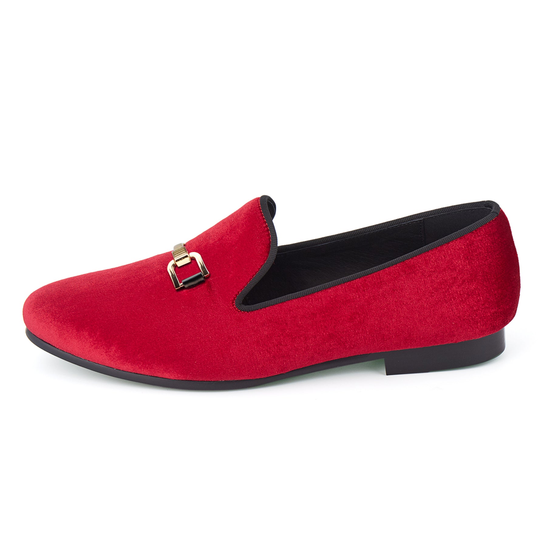 Gold Slim Metal Buckle Men Loafer Shoes