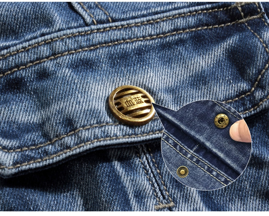 Retro Cargo Multi Pockets Washed Straight Fit Men Jeans