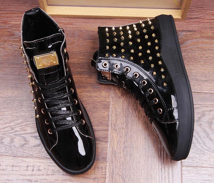 High Top British Style Rivet Chaussures Hommes Sneaker Casual