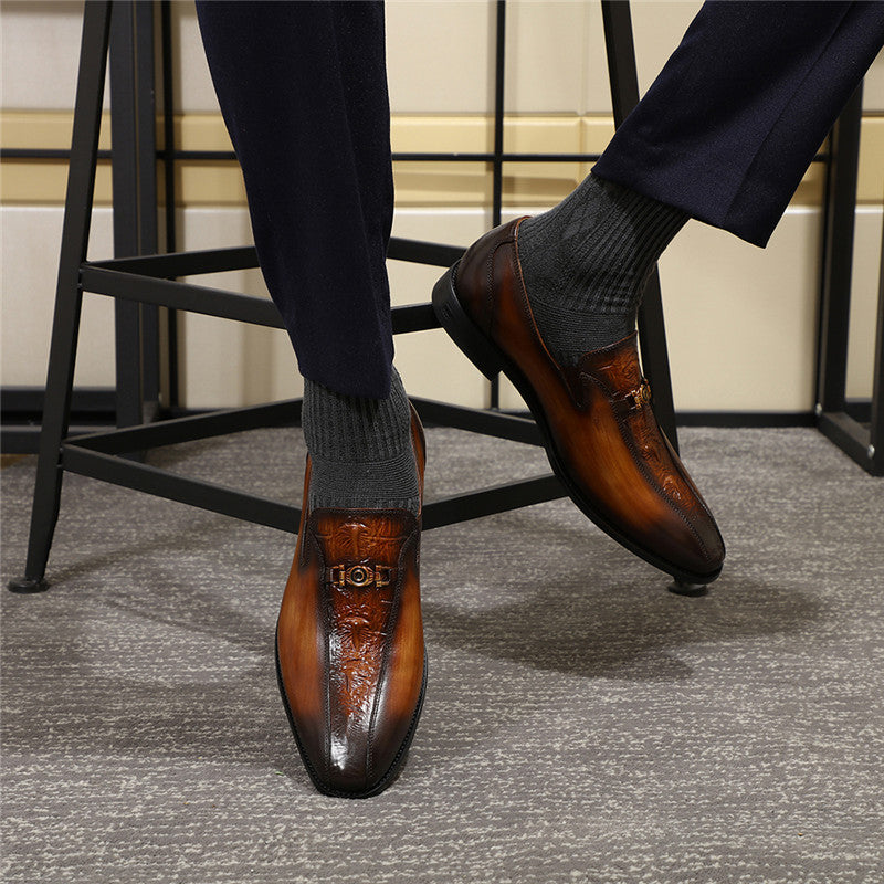 Genuine Leather Crafted Bicycle Toe Design Men Loafers Shoes