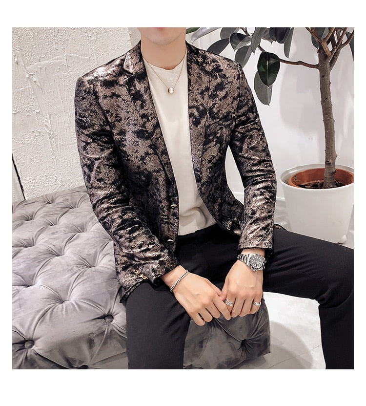 Soil Natural Abstract Pattern Men Stylish Blazer