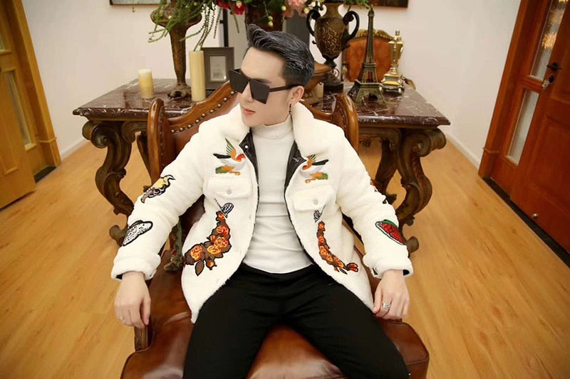 Chaqueta de hombre con detalles de bordado de Tiger Head y Living Things