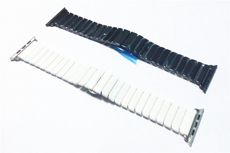 Link Style Ceramic Bracelet Apple Watch Band with Butterfly Closure