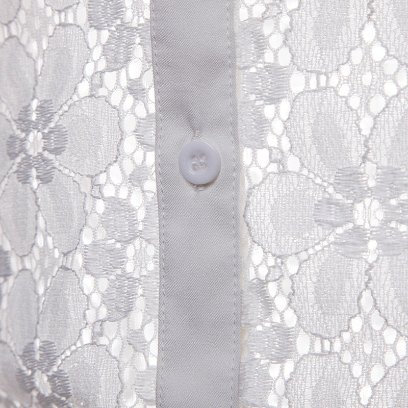 Chemise de luxe en dentelle de broderie florale pour hommes