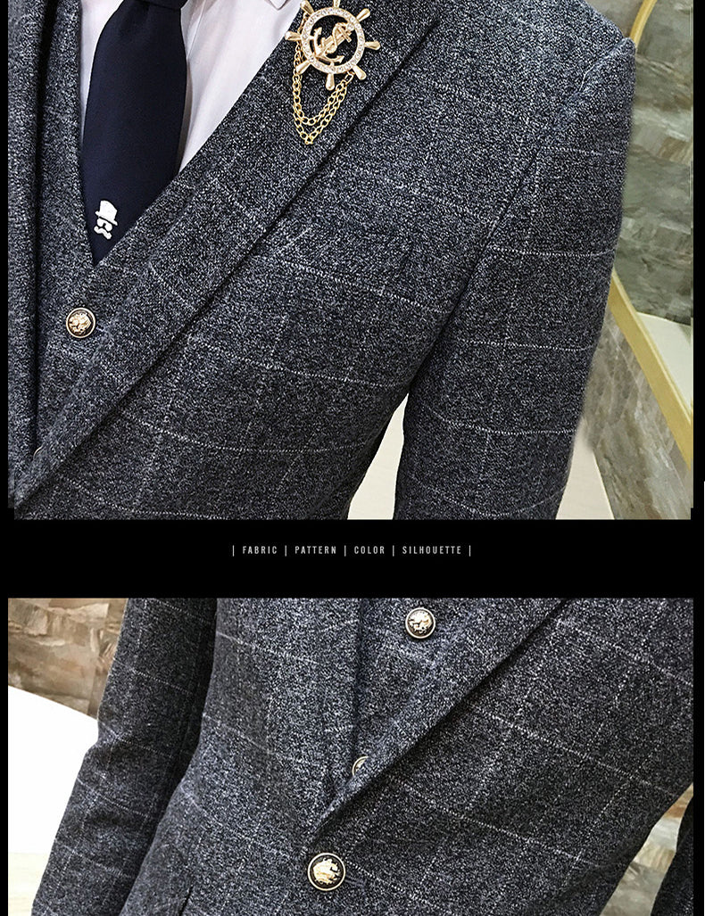 British Style Vintage Plaid Men Suits Set - FanFreakz