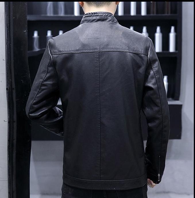 Veste en cuir PU pour hommes de style élégant avec manches zippées