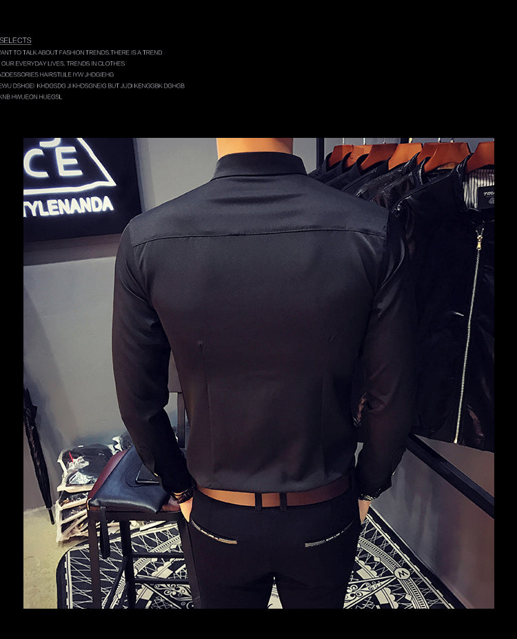 Collar Small Detail Men Tuxedo Style Slim Fit Shirt - FanFreakz