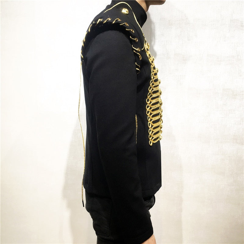 Stunning Black Gold with Unique Shoulder Design Men Costume Blazer