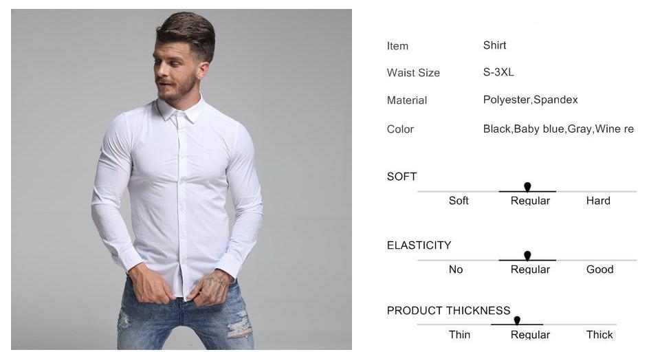 Chemise à manches longues coupe ajustée pour hommes de couleur unie de style italien