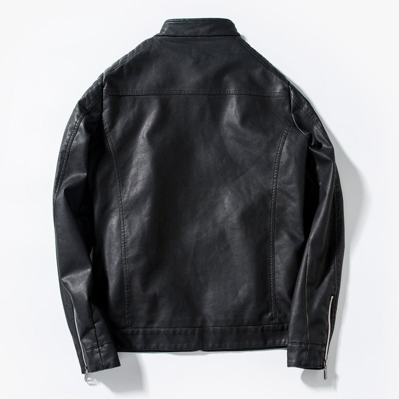 Veste en cuir PU pour hommes de style motard cousu à l'épaule