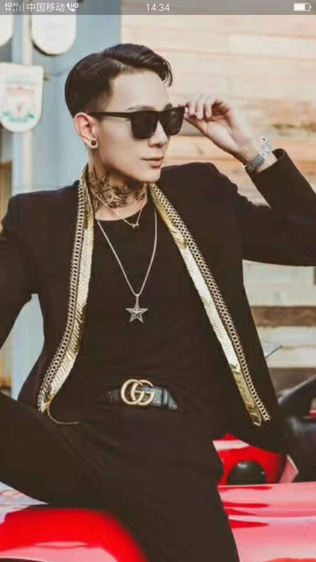 Gold Metal Long Collar Line Stylish Men Blazer