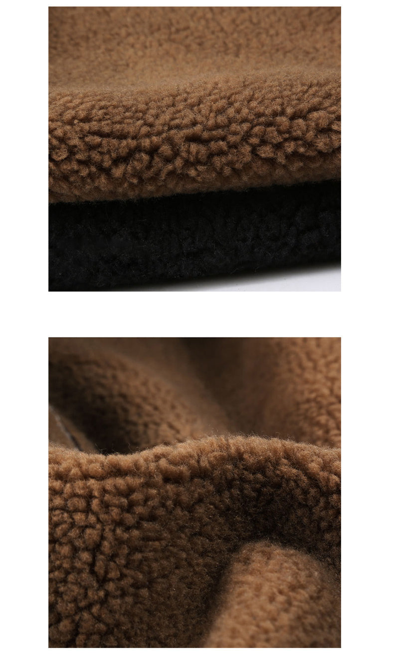 Vintage Biker Style polaire/fausse fourrure revers hommes veste en simili cuir