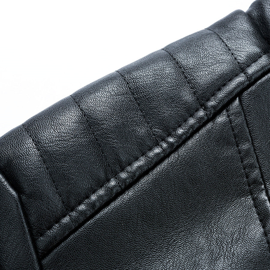 Chaqueta ajustada de cuero PU estilo motocicleta para hombre