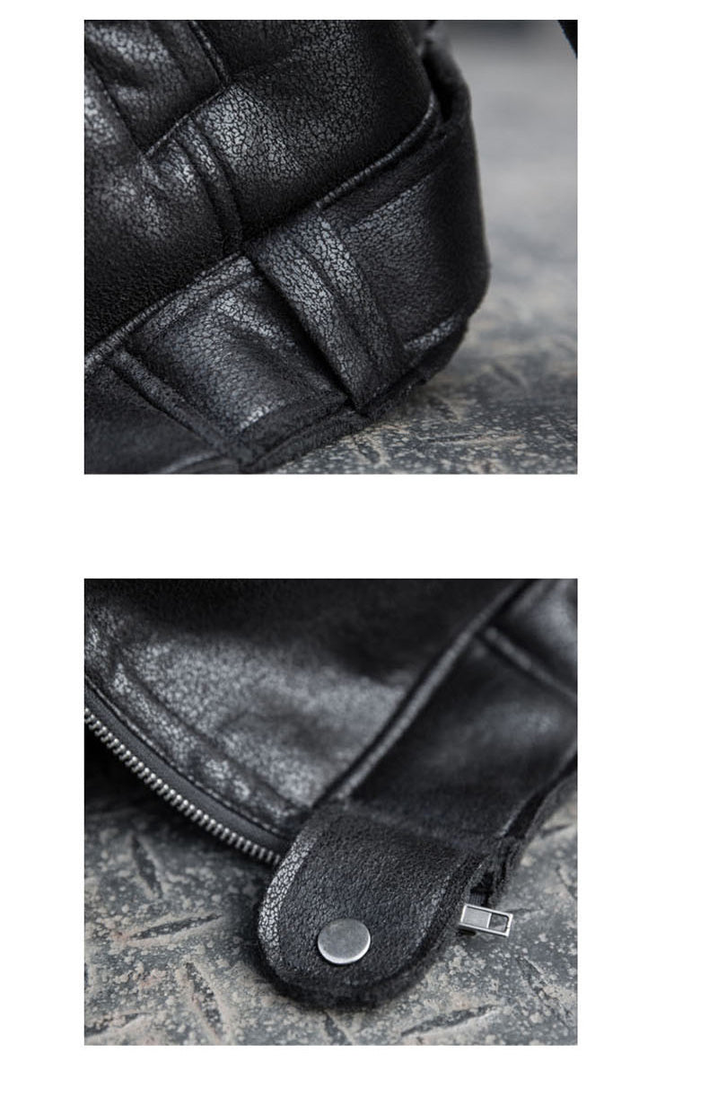 Vintage Biker Style polaire/fausse fourrure revers hommes veste en simili cuir