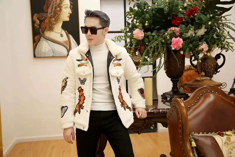 Chaqueta de hombre con detalles de bordado de Tiger Head y Living Things