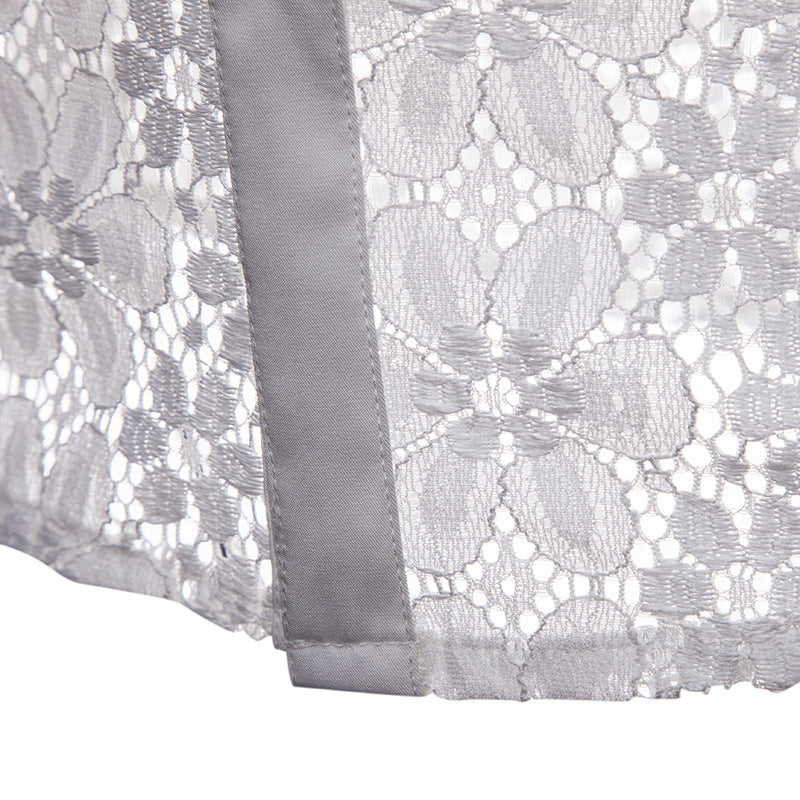 Chemise de luxe en dentelle de broderie florale pour hommes