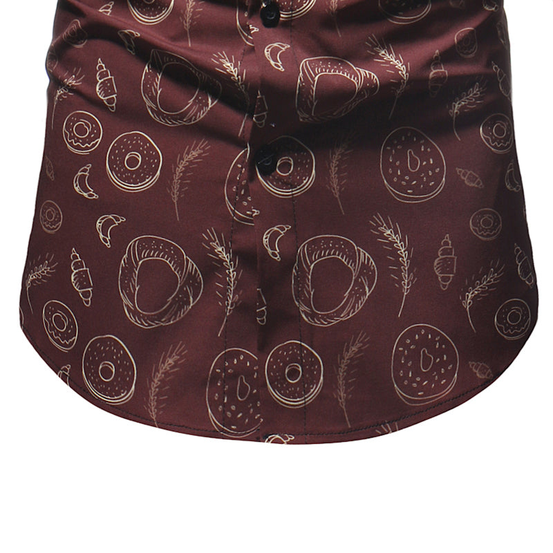 Donut Pattern Print Men Slim Fit Long Sleeves Shirt - FanFreakz