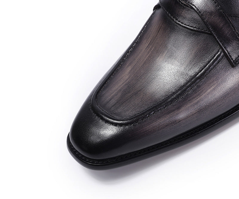 Pointed Toe Duo Crossing Strap Detail Men Loafer Shoes - FanFreakz