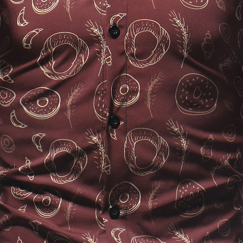 Donut Pattern Print Men Slim Fit Long Sleeves Shirt - FanFreakz