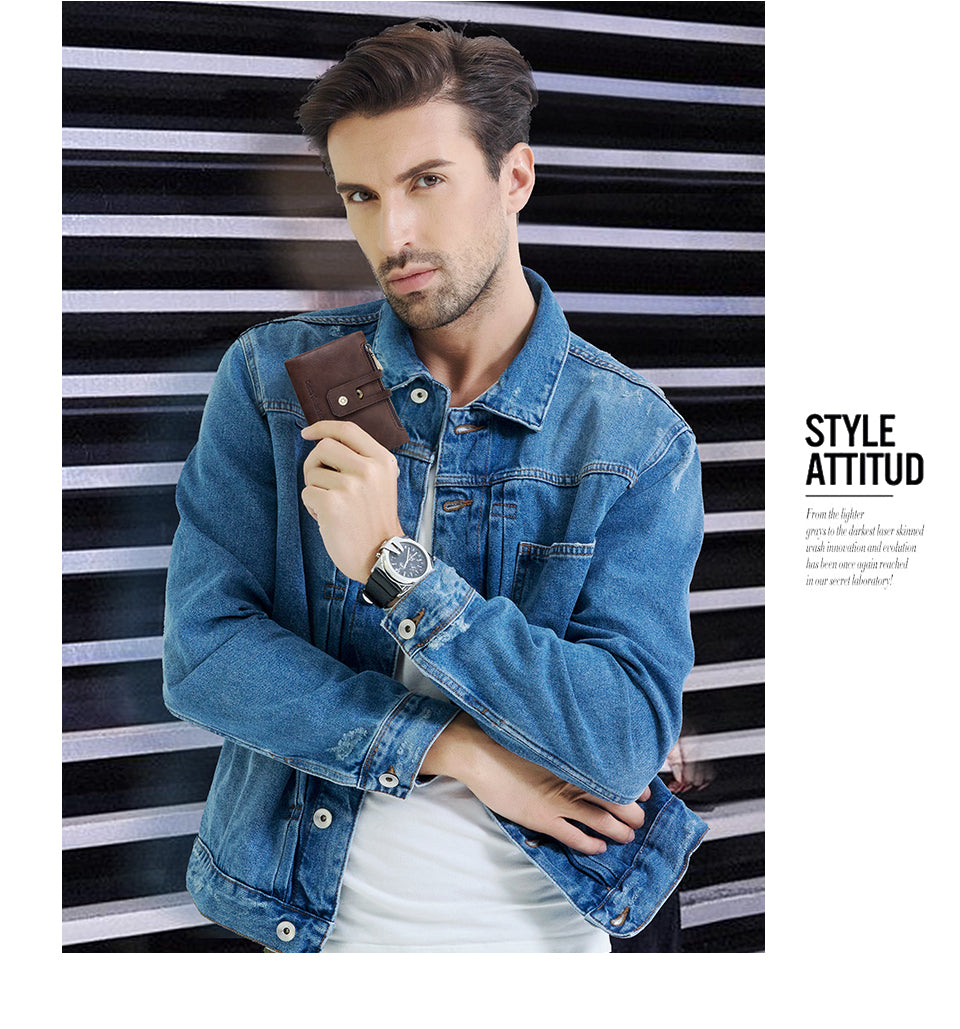 Vintage Compact Minimalist Men Genuine Leather Wallet