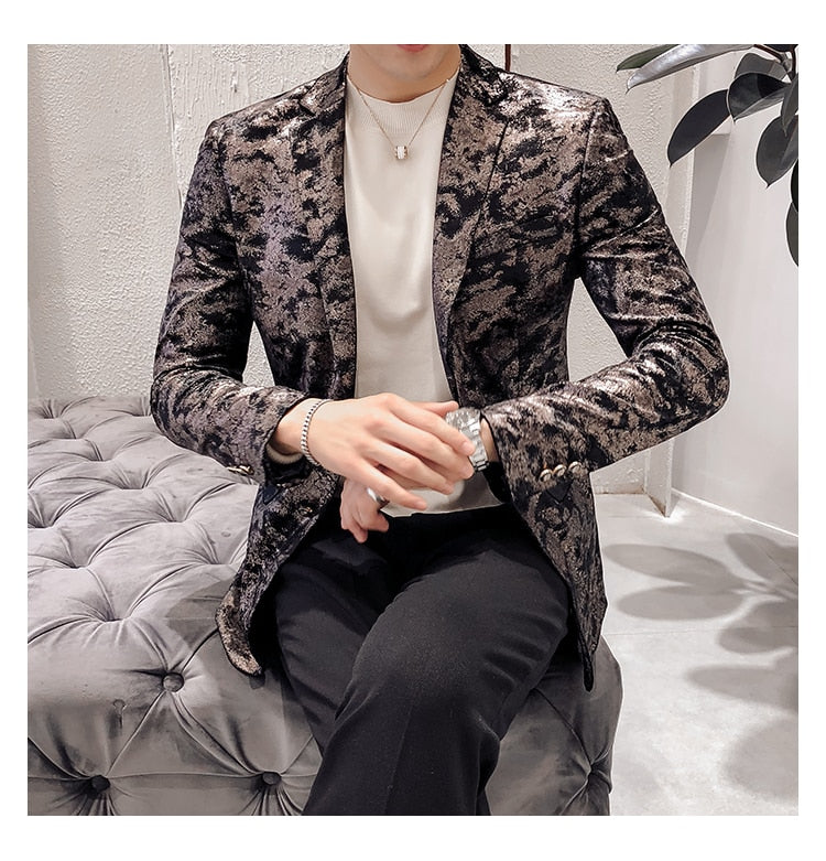 Soil Natural Abstract Pattern Men Stylish Blazer
