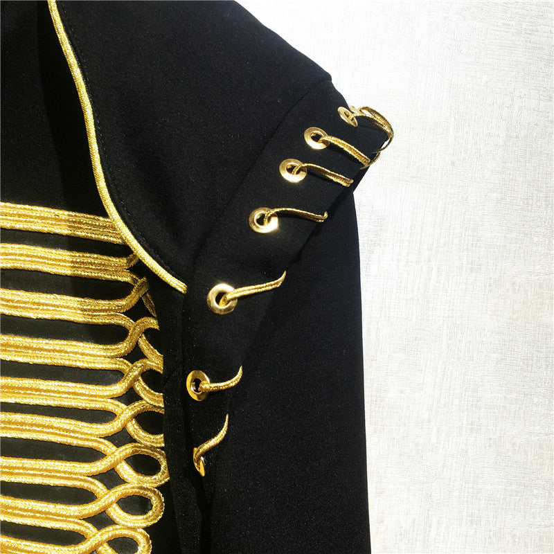 Stunning Black Gold with Unique Shoulder Design Men Costume Blazer
