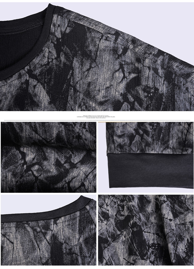 Crumple Tie Dye Faux Two Pieces Men Sweatsuit