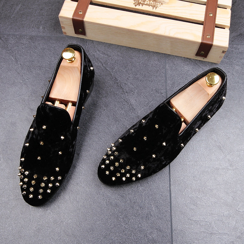 Flock Rivets Casual Men Loafers Shoes
