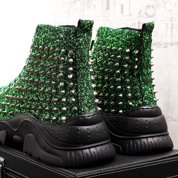Gleam Coverage avec Full Spike Rivets Design Bottes pour hommes
