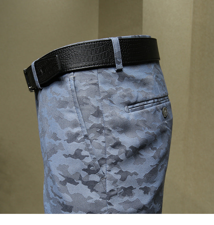Blue Camouflage Combination Men Formal Trousers